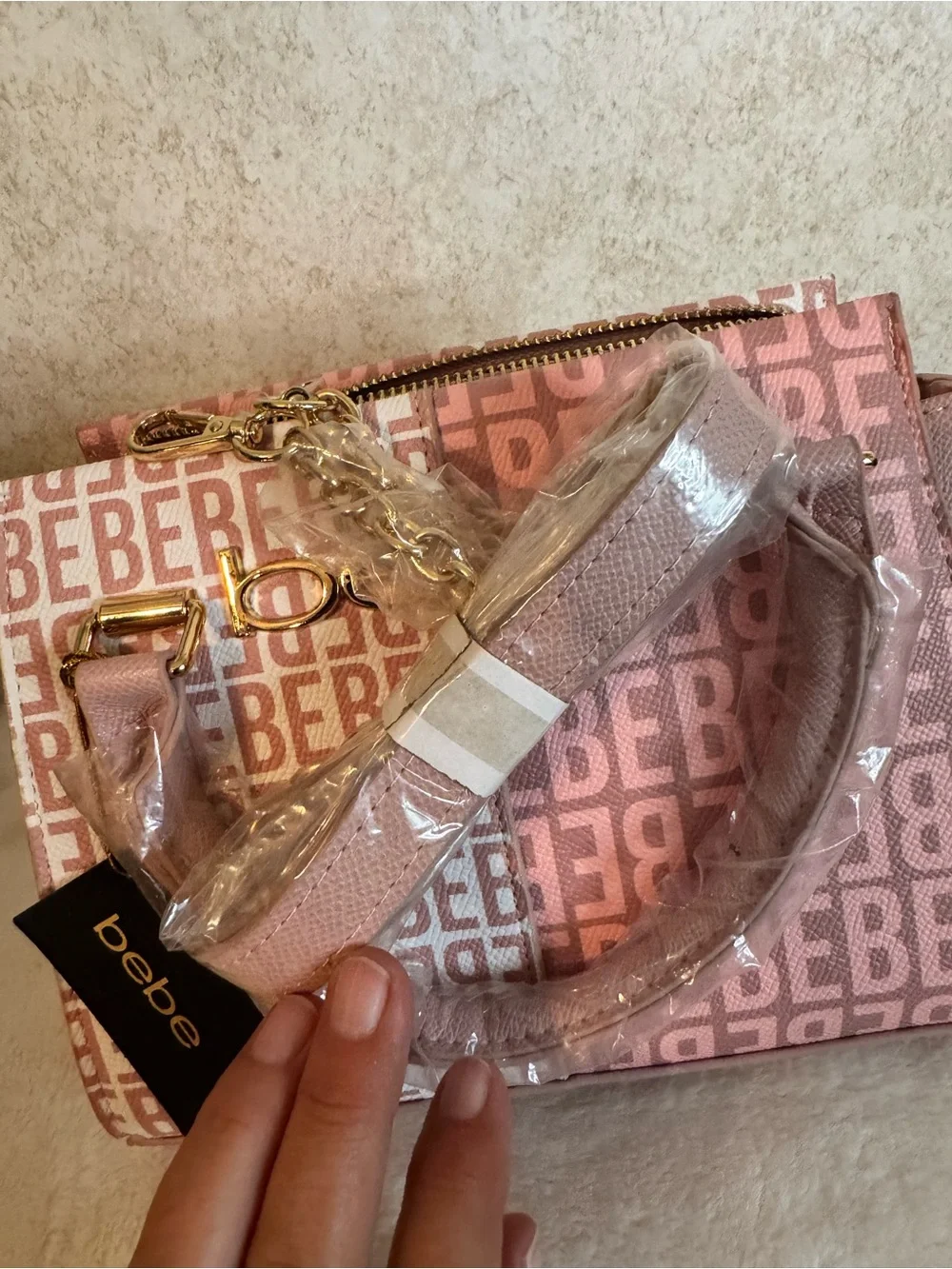 bebe Pink Ailey Logo Tote Bag